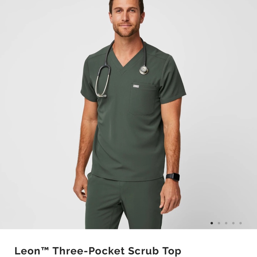 Mens Figs Scrub Top in Moss Green